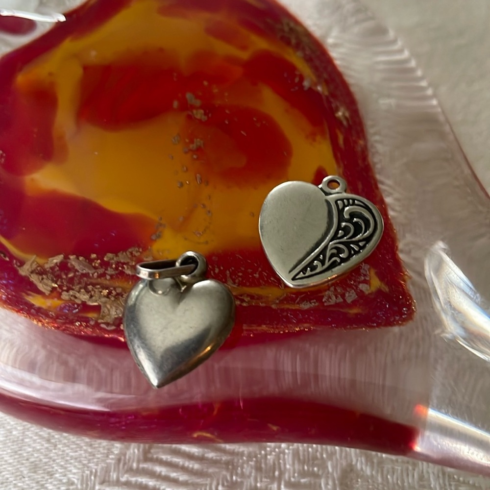 Sterling Heart Pendants Or Charms Pair Sweethearts Jewelry